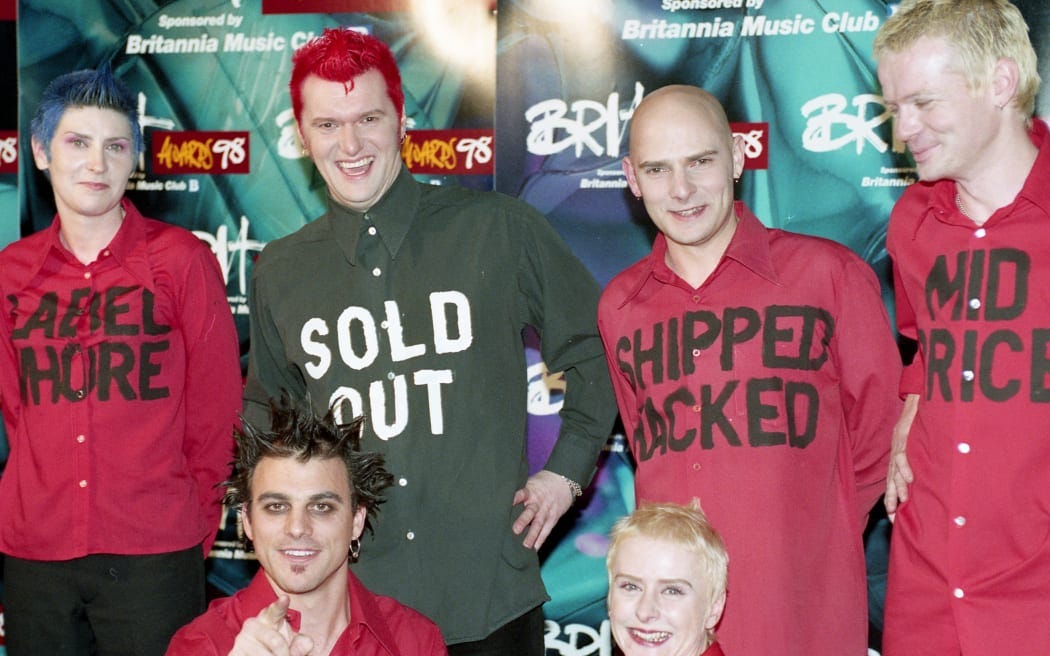 Chumbawamba backstage during the 18th BRIT Awards at the London Arena  on 9 February 1998.