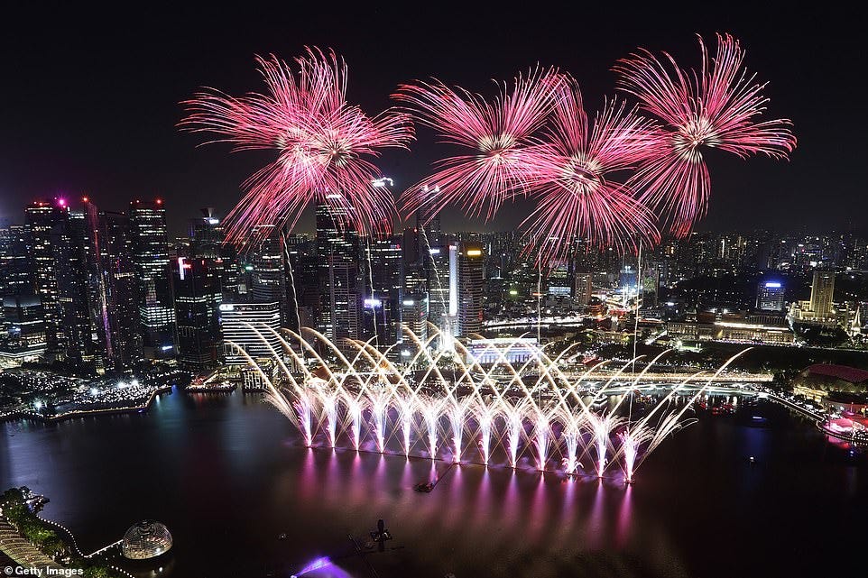 SINGAPORE: Fireworks light up the sky to usher in the new year on January 1, 2025 in Singapore, Singapore