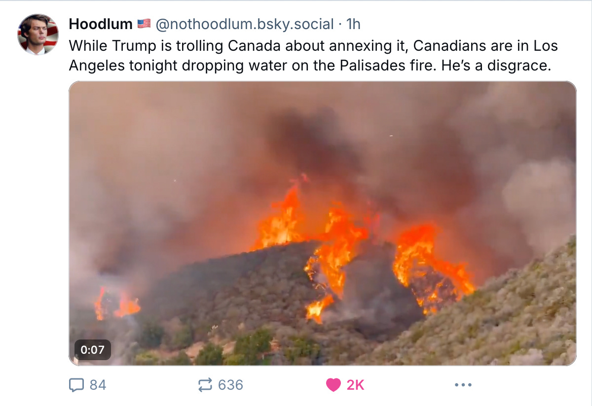 A Canadian firefighting plane helps Los Angeles battle raging fires.