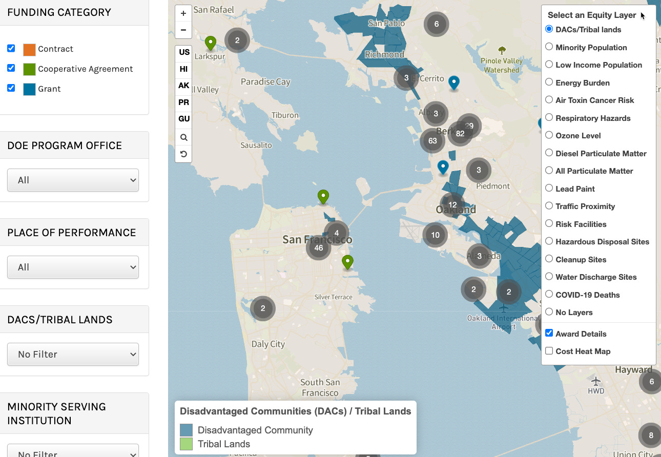 SF energy justice map from DOE