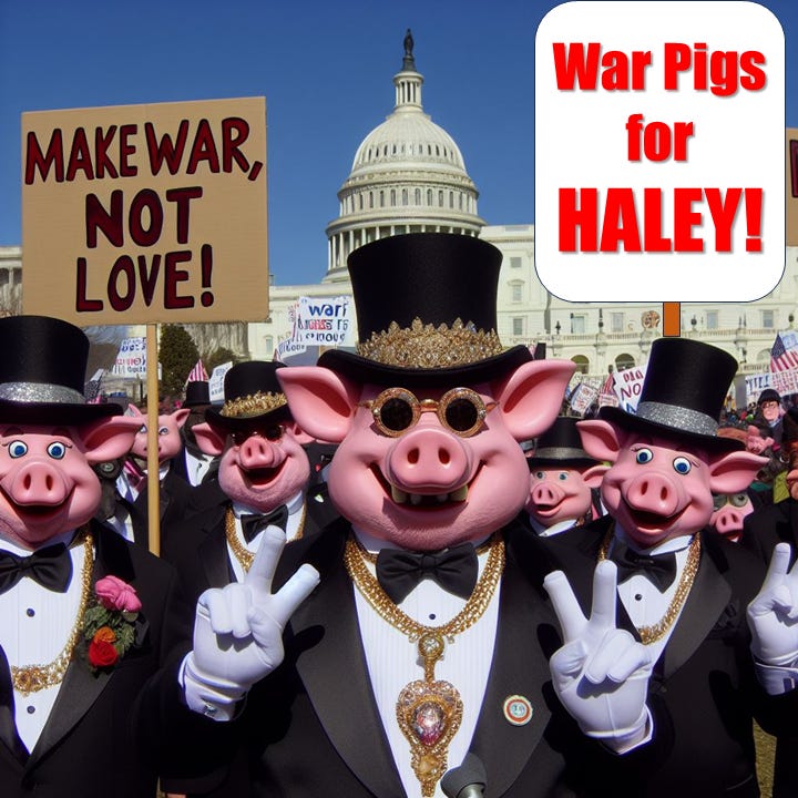 Banksters for a New Ukraine at a Nikki Haley for President campaign rally