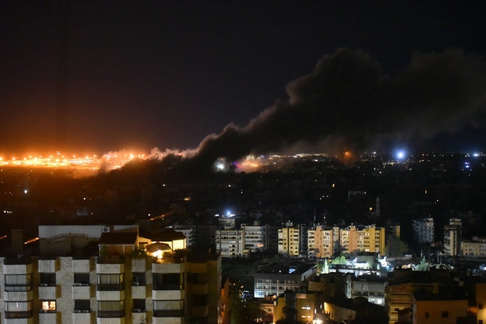 Smoke rises from an Israeli airstrike on Beirut