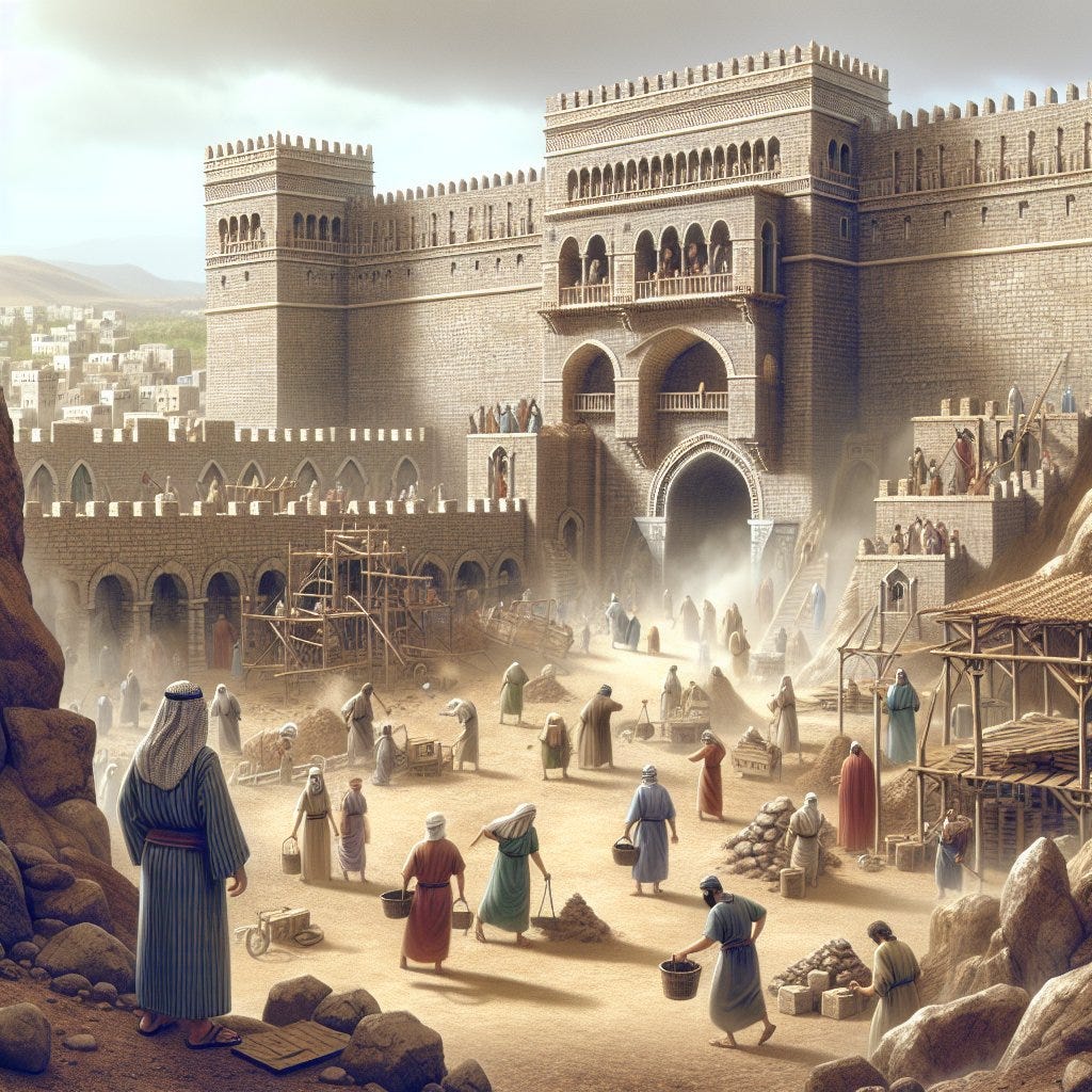 2 Chronicles 11:5 - "¶ And Rehoboam dwelt in Jerusalem, and built cities for defence in Judah."