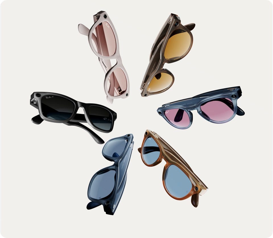 Photo of 6 different pairs of Ray-Ban Meta frames