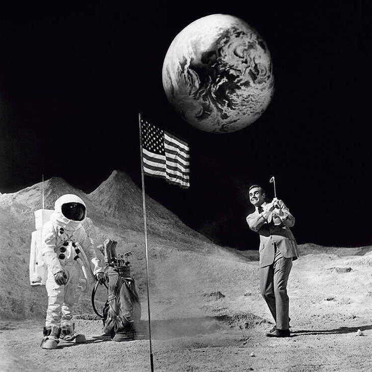 Sean Connery playing gold on the 'Moon' Sean Connery playing gold on the 'Moon'