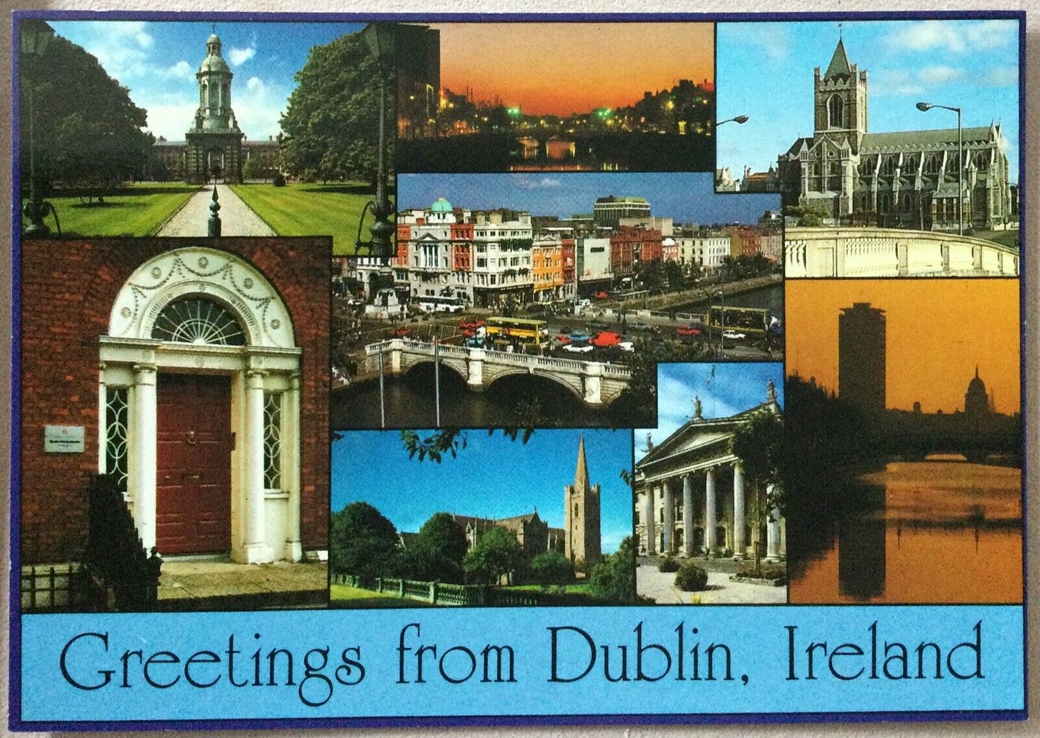 Irish Postcard GREETINGS from DUBLIN Ireland 8 Scenes Multiview John Hinde  D73 | eBay