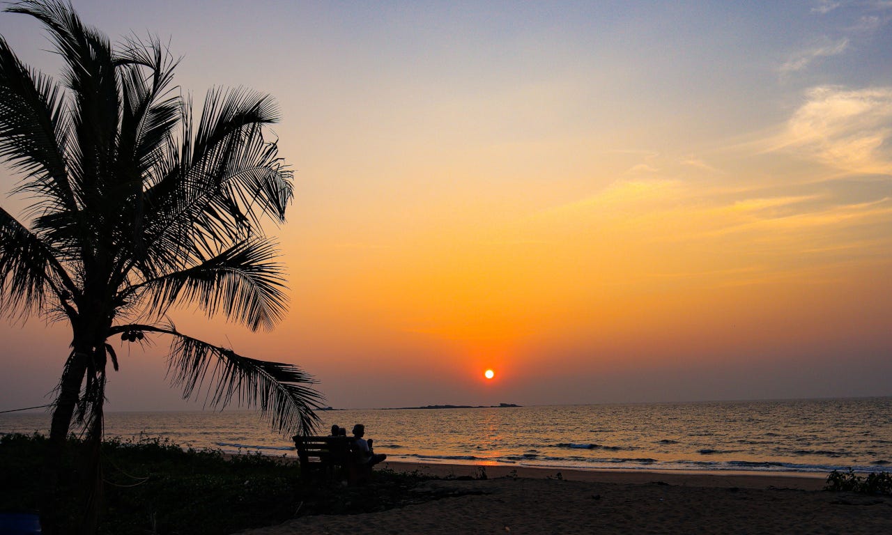 Beautiful sunset at Talashil Tondavali beach