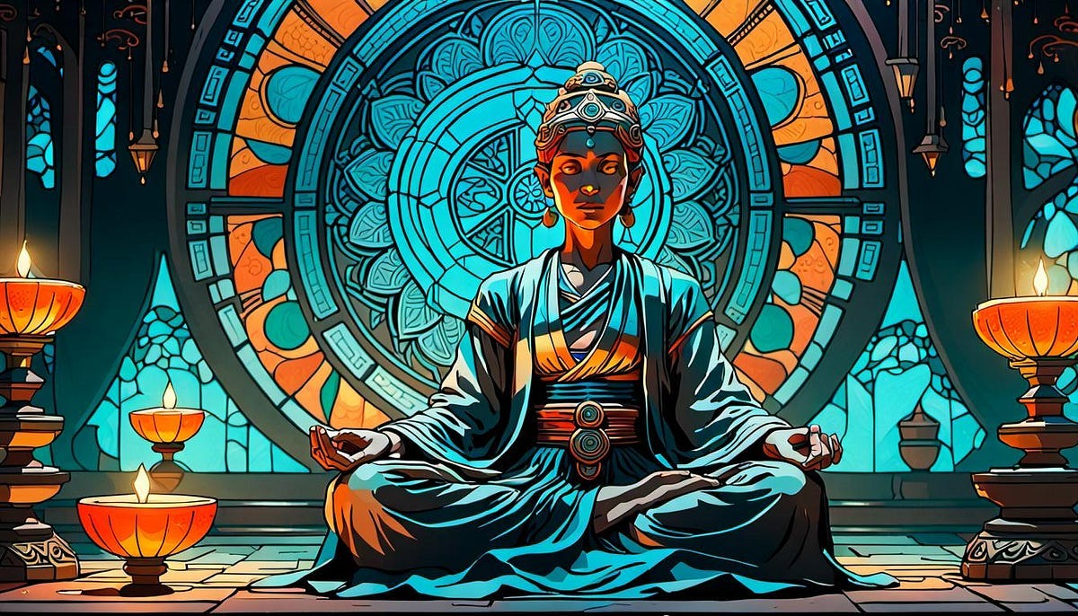 artist impression, meditation figure in lotus position artist impression, meditation figure in lotus position