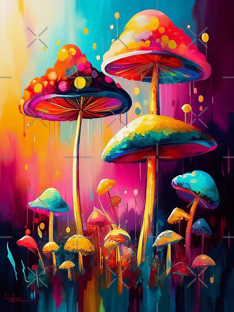 Psychedelic Mushrooms Vibrant Abstract Art | Palette Knife Oil Digital  Painting" Canvas Print for Sale by VividViews | Redbubble