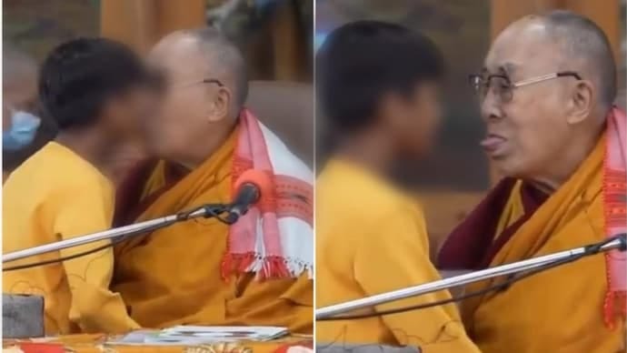 Dalai Lama's video kissing minor boy on lips, asking him to 'suck his  tongue' sparks row - India Today