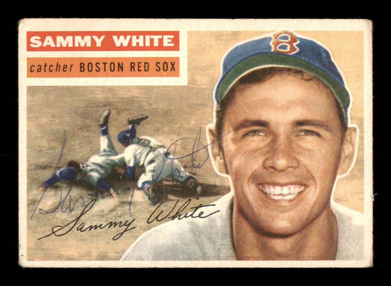 Sammy White Autographed 1956 Topps Card #168 Boston Red Sox SKU #198415 -  Mill Creek Sports