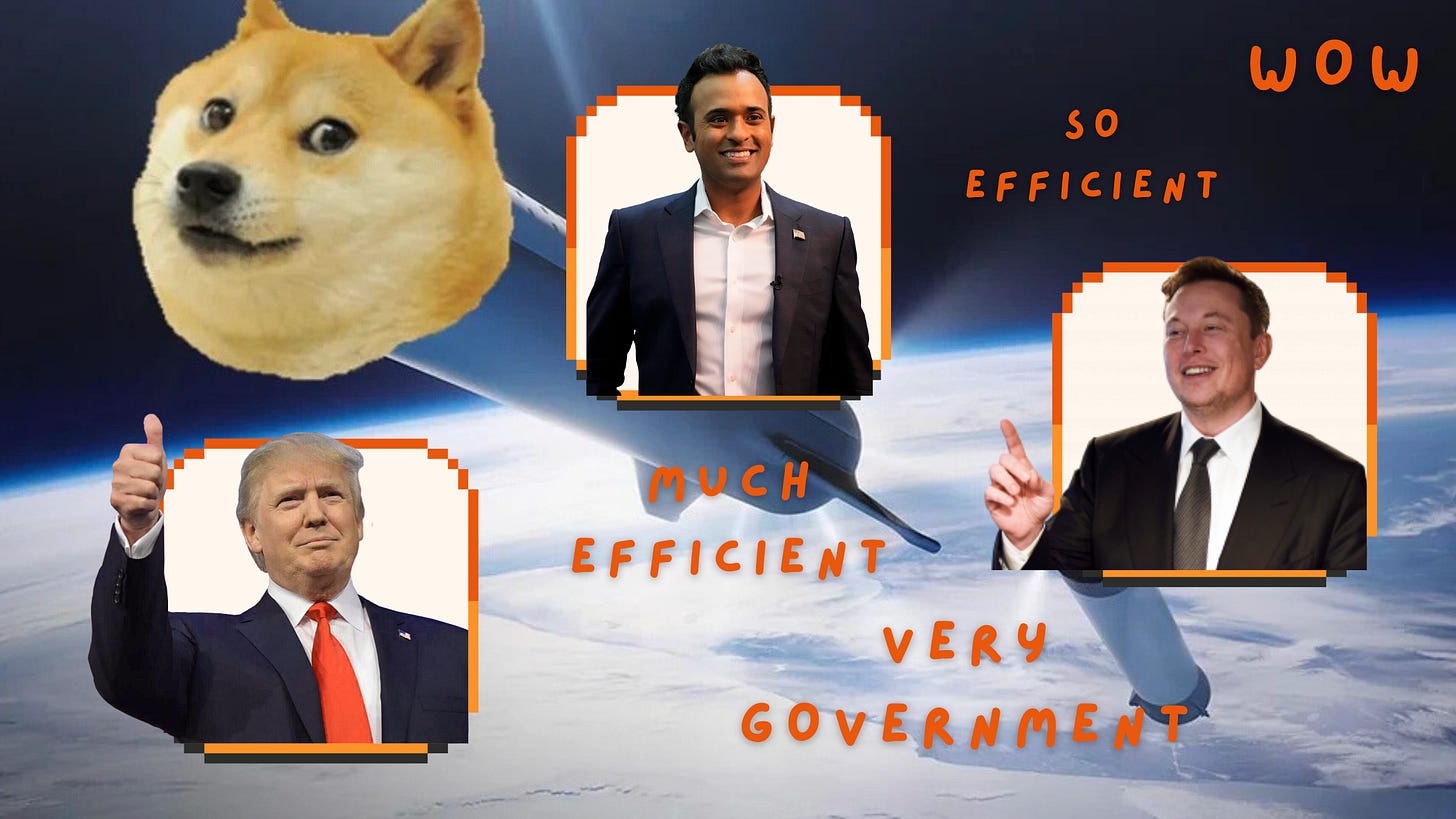 Donald Trump, Elon Musk and Vivek Ramaswamy in space with Dogecoin