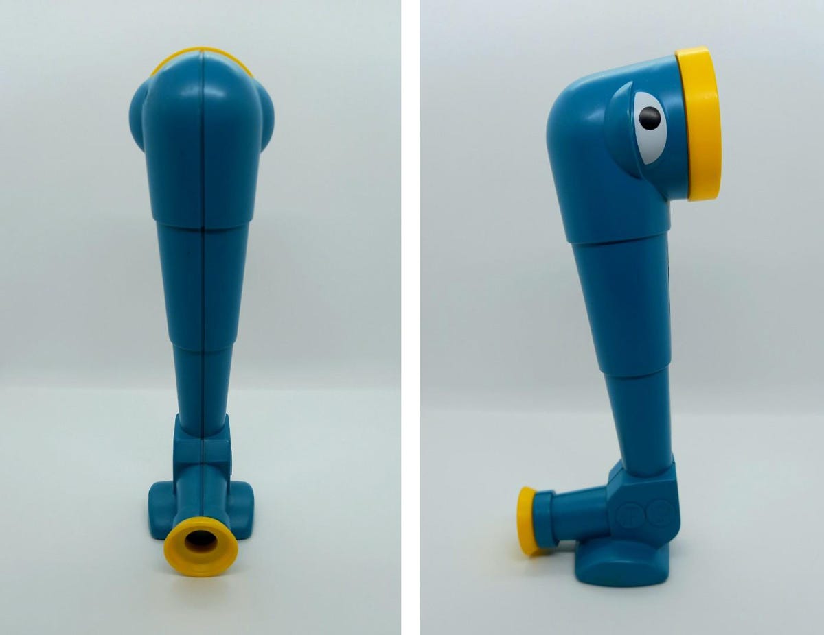 Photos of the side view and rear view of a 1982 Fisher Price periscope toy.