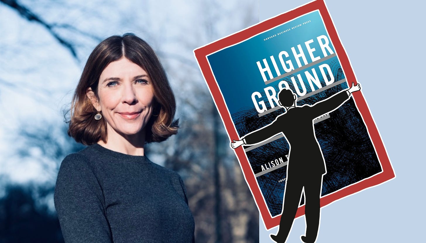 A profile photo of Alison Taylor and the cover image of 'Higher Ground.'
