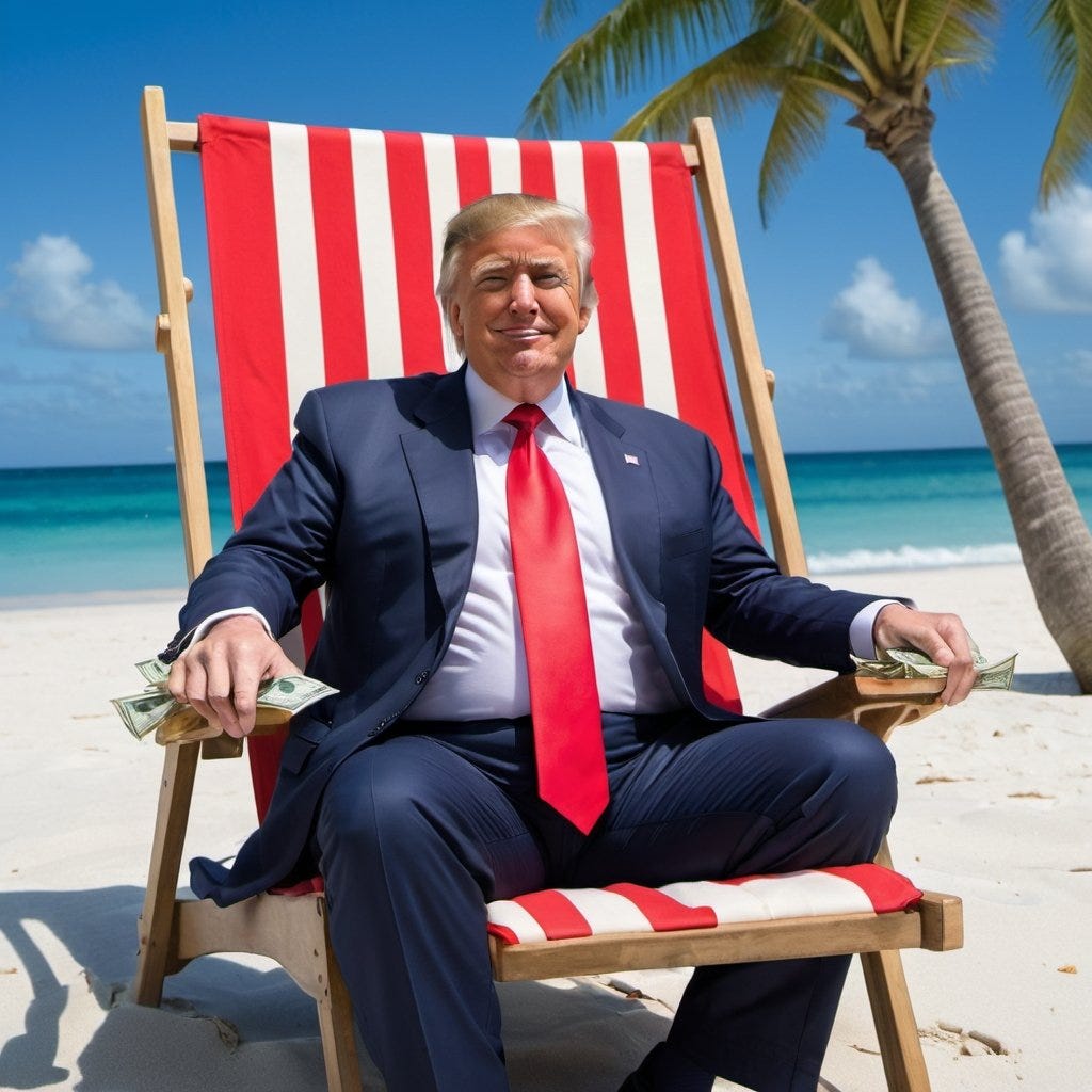 Trump on a beach chair