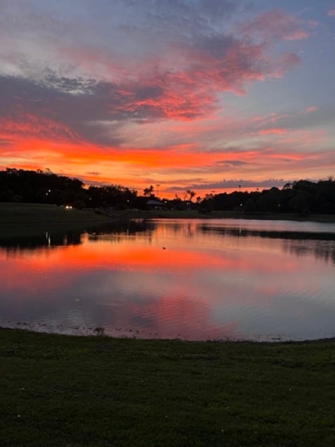 Photo of sunset over lake at a local park in McKinney, TX
