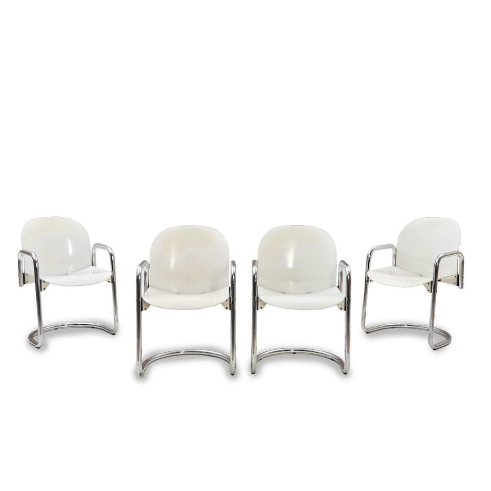 FOUR AFRA AND TOBIA SCARPA FOR B&B ITALIA 'DIALOGO' CHAIRS, Italy, late 20th century, plastic, c...