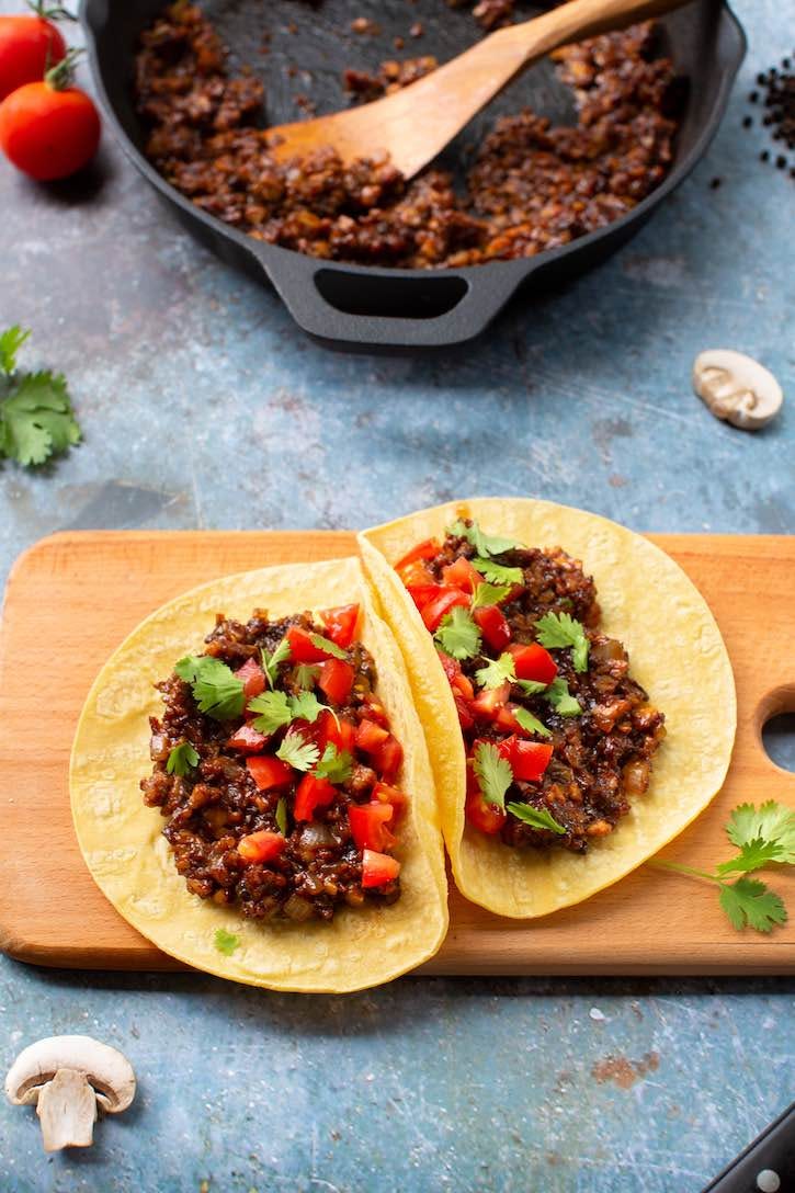 Vegan chorizo tacos