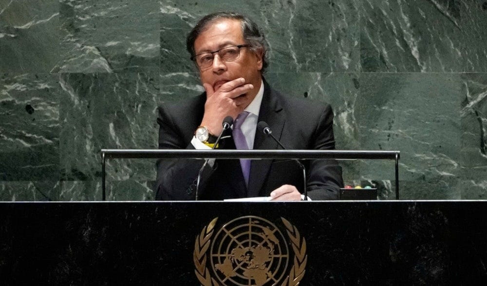 Colombian President Gustavo Petro addresses the 78th session of the United Nations General Assembly in 2023. (AP)