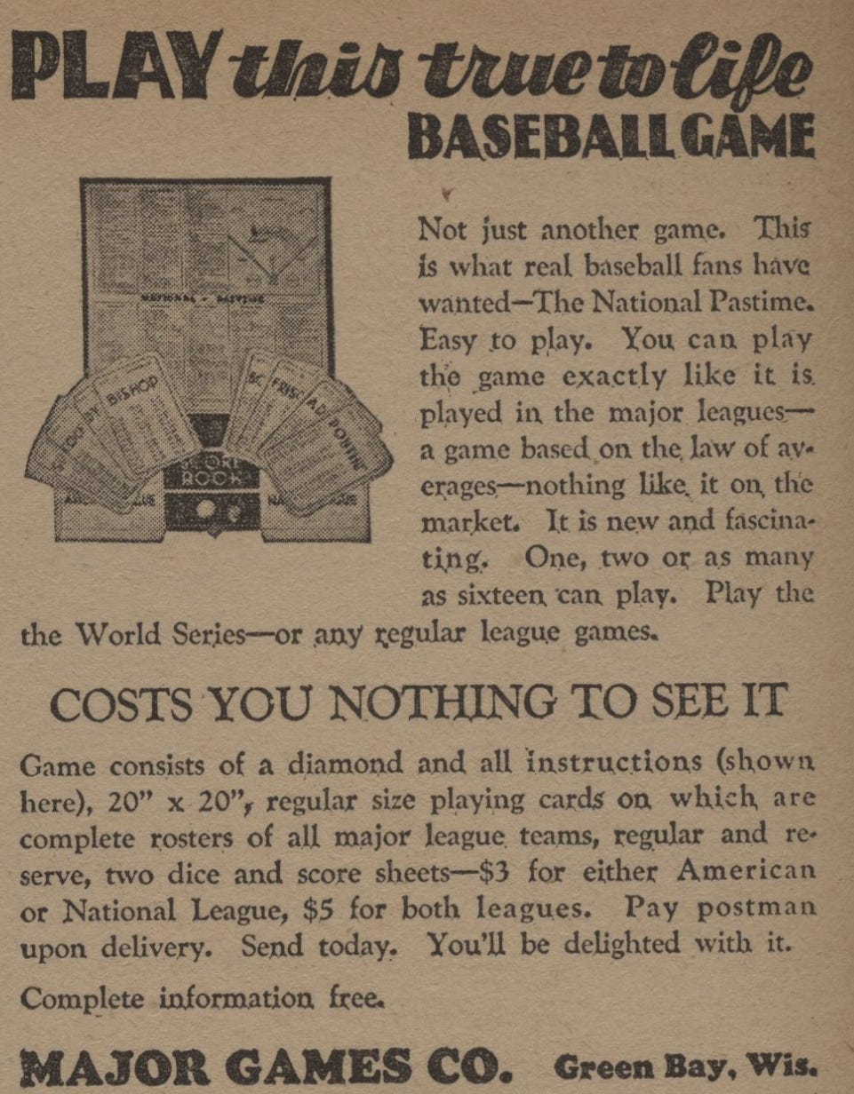 1930 National Pastime Advertisement