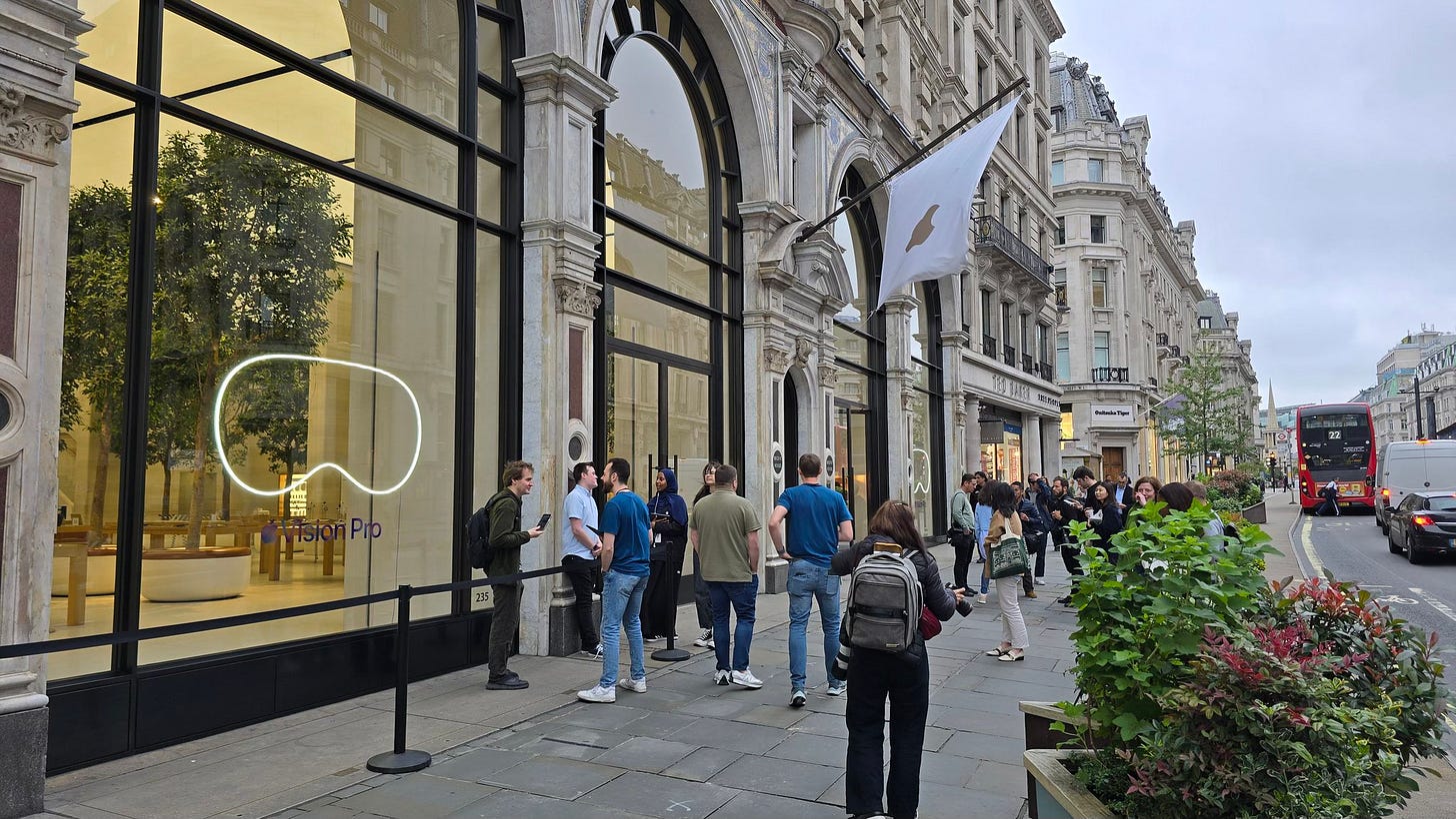 Vision Pro window displays at Apple Regent Street.