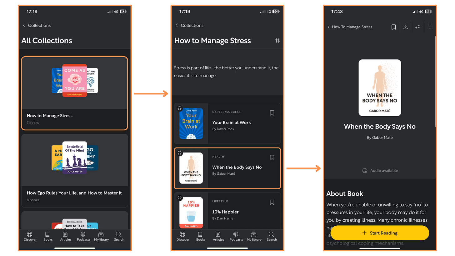 Shortform’s Collections (mobile app + dark mode)