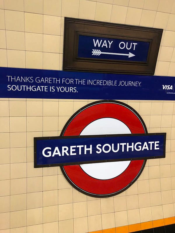 Gareth Southgate tube sign