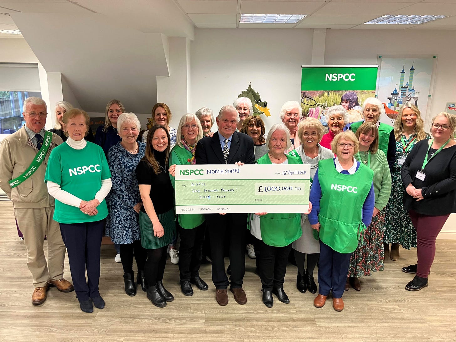NSPCC volunteers from North Staffordshire, together they have raised £1 million for the charity since 2006. The celebration event took place in Stoke-on-Trent at the NSPCC’s Together for Childhood Centre.