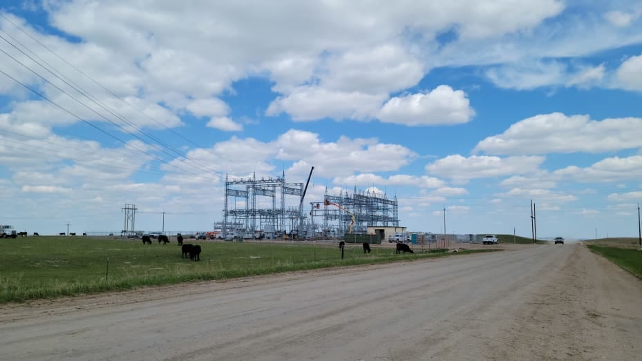 This photo shows the Western Area Power Administration's substation in Martin South Dakota on the Pine Ridge Reservation where the 120 megawatt Pass Creek project, the smaller of the two wind power projects Oceti Sakowin Power Authority is trying to stand up, will interconnect if the project can move forward. Photo courtesy Oceti Sakowin Power Authority.
