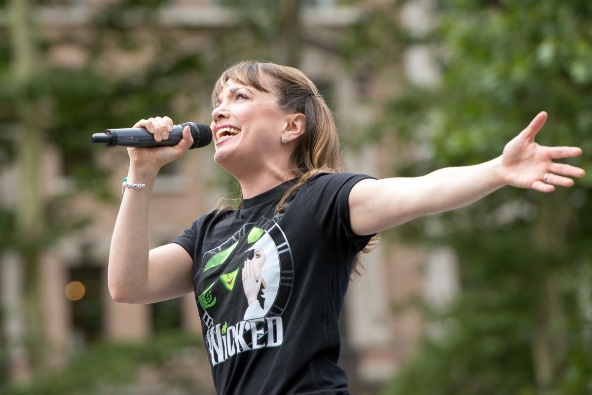 NEW YORK, NY - JULY 06:  Kara Lindsay from Broadway's "Wicked" performs during 106.7 Lite FM's Broadway In Bryant Park 2017 at Bryant Park on July 6, 2017 in New York City.  (Photo by Mike Pont/WireImage)