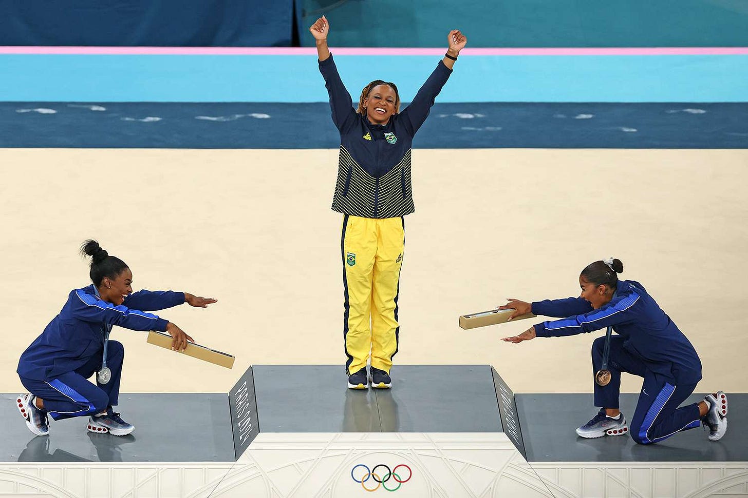 Simone Biles, Rebeca Andrade, Jordan Chiles Celebrate First All-Black  Gymnastics Podium