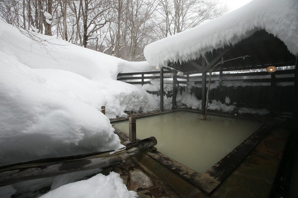 Nyuto Onsen in winter with snow