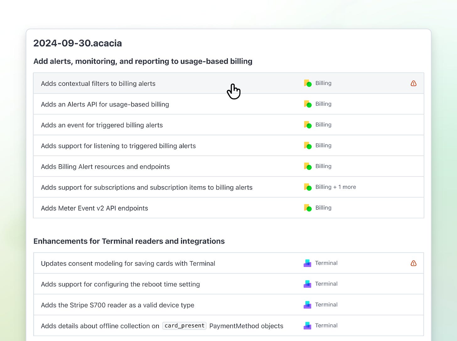 Blog > Stripe's new API release process > Changelog