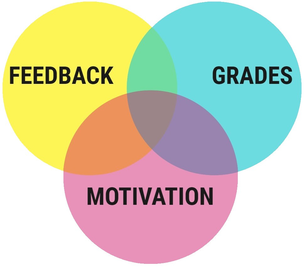 image: venn diagram of feedback, motivation, and grades