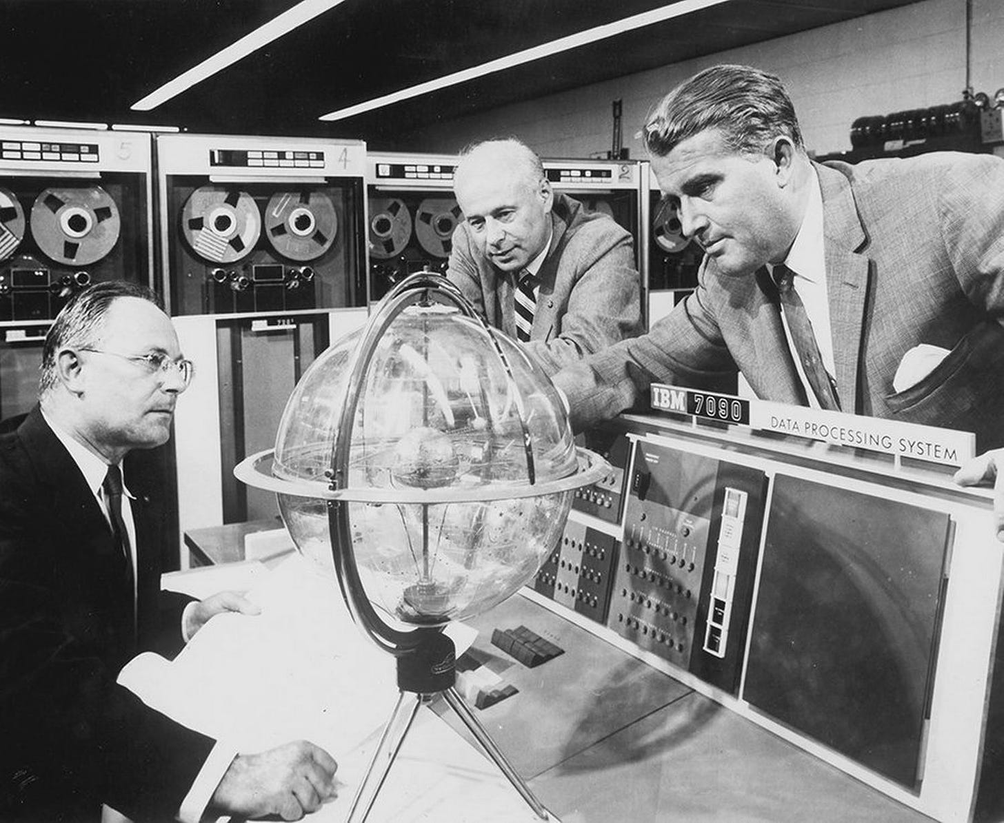 Wernher von Braun at the control room for the Explorer 1 Satellite launch