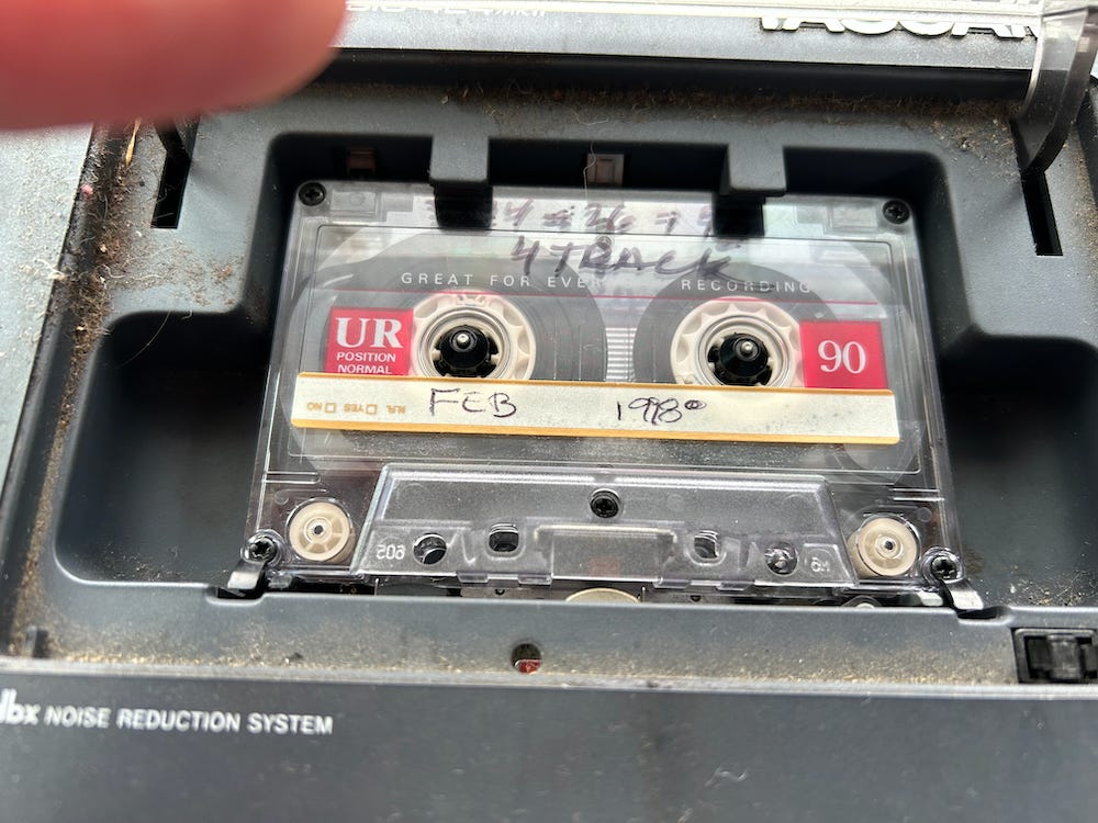 Cassette tape in my dusty Tascam 4 track machine.