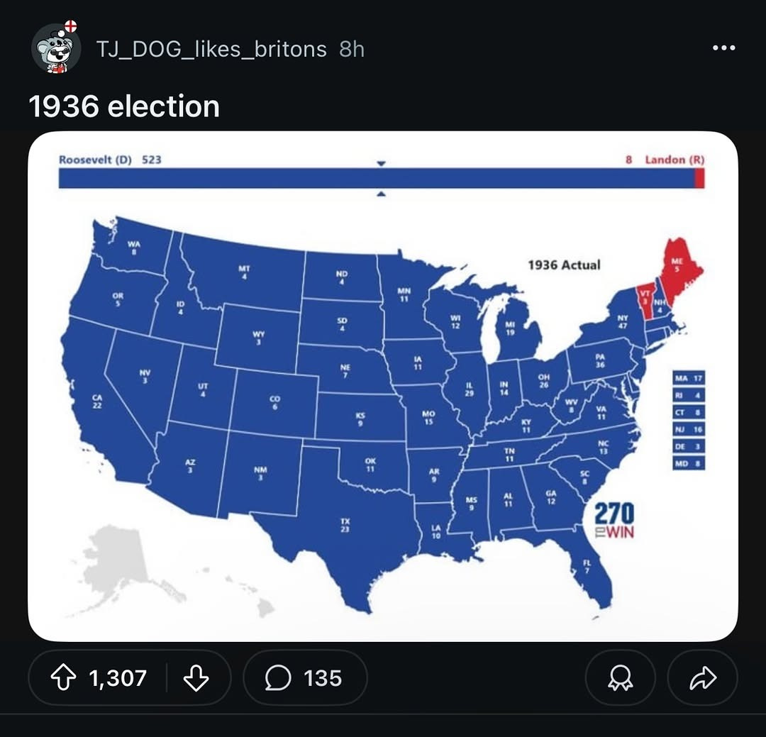 MAPPED: 1936 US Presidential Election Results by County MAPPED: 1936 US Presidential Election Results by County