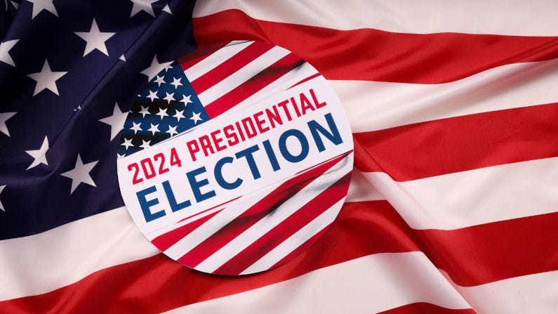 United States presidential election in 2024. USA flag.