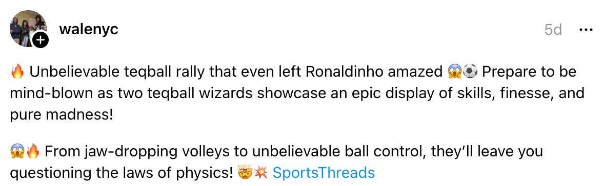 walenyc 5d 🔥 Unbelievable teqball rally that even left Ronaldinho amazed 😱⚽️ Prepare to be mind-blown as two teqball wizards showcase an epic display of skills, finesse, and pure madness! 😱🔥 From jaw-dropping volleys to unbelievable ball control, they’ll leave you questioning the laws of physics! 🤯💥 SportsThreads