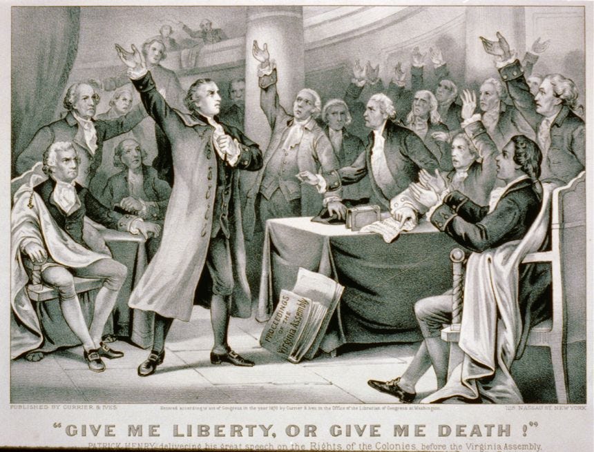 patrick henry speaking before the virginia assembly