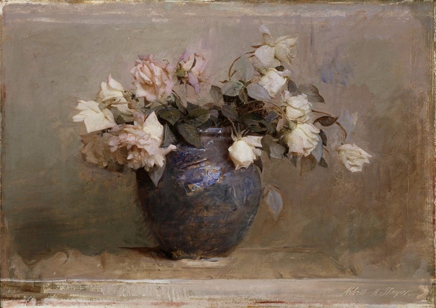 A painting of flowers in a vase

Description automatically generated