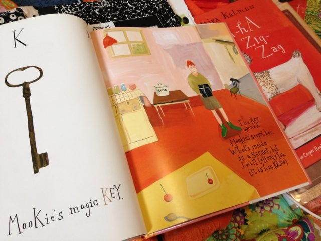 Reading an A to Z book by Maira Kalman