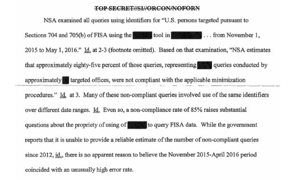 FISC review of NSA spying 85 non compliant
