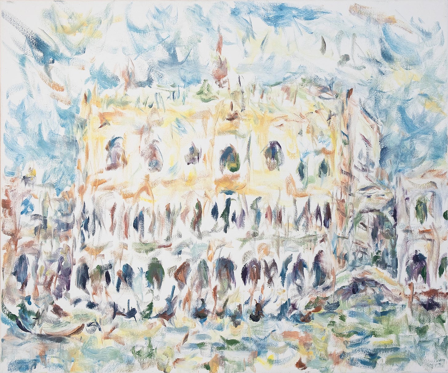 Impressionist-inspired painting of Doge's Palace from San Giorgio in Venice