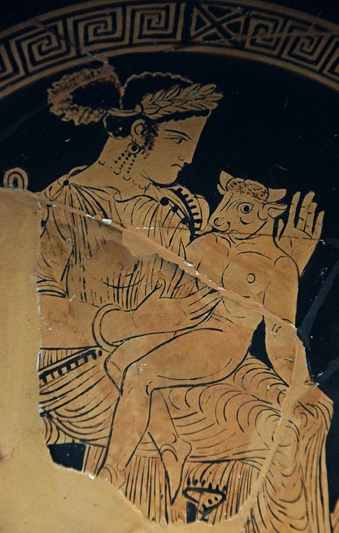 Pasiphaë Nursing the Infant Minotaur