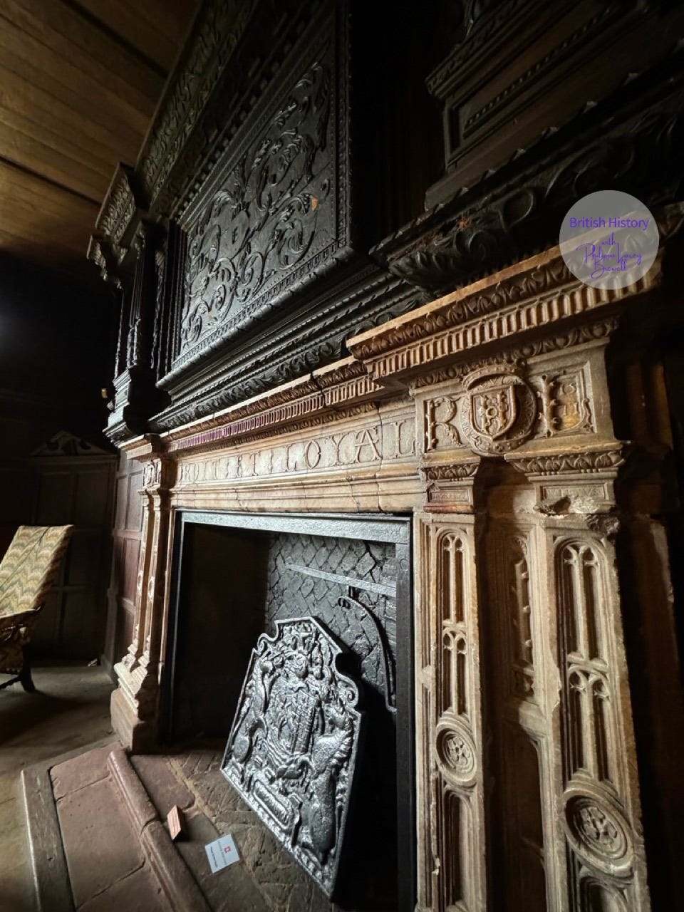 The famous fireplace at Kenilworth Castle. Copyright: P Brewell