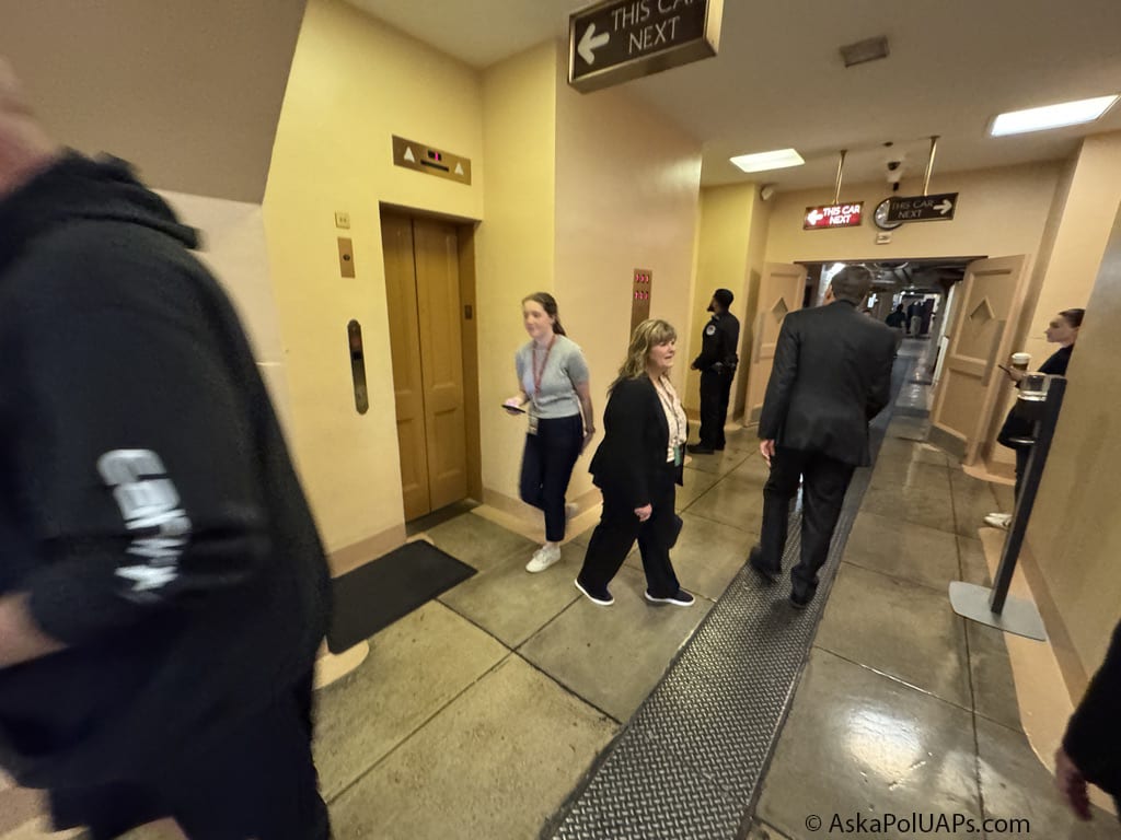 Sen. John Fetterman (black hoodie on left) and Senate Intel Co-chair Mark Warner walk in opposite directions Photo: Matt Laslo Sen. John Fetterman (black hoodie on left) and Senate Intel Co-chair Mark Warner walk in opposite directions Photo: Matt Laslo