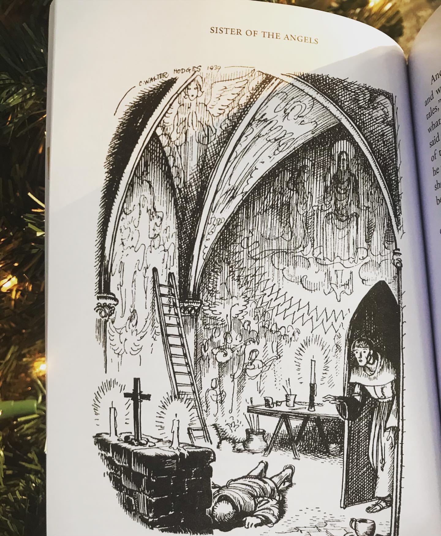 C Walter Hodges illustration of the Nicolas Chapel in Sister of the Angels.