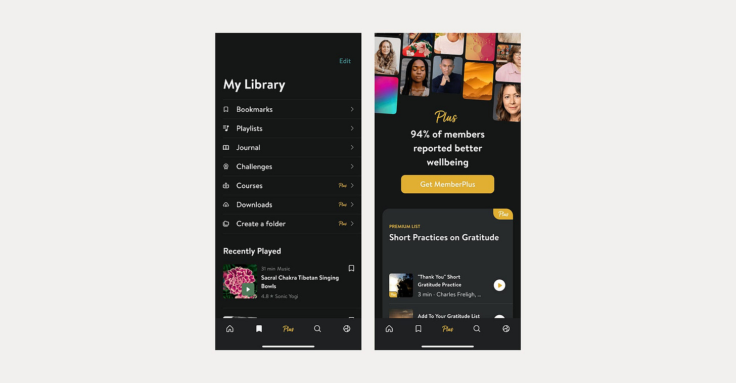 Plus features marked in the app
