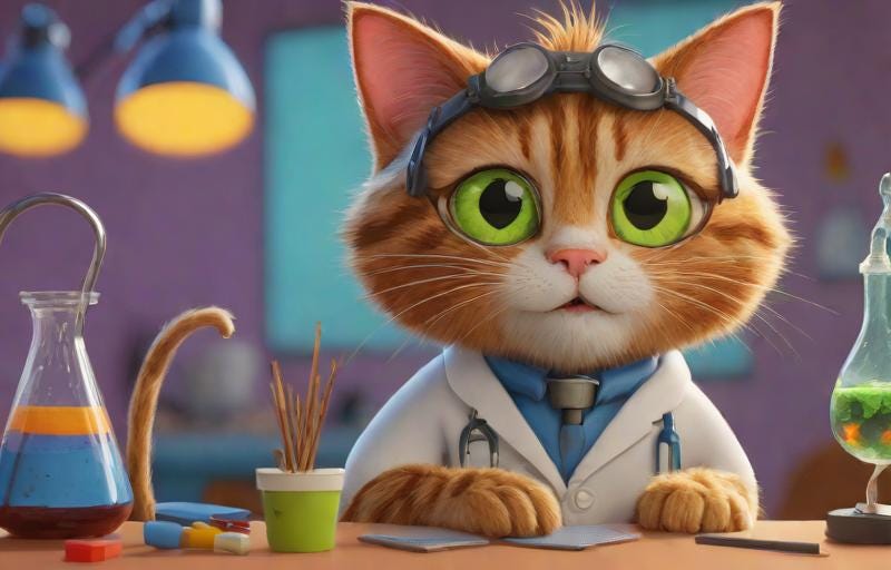 Image of cat scientist